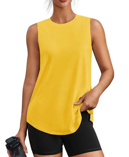 Image of PINSPARK Workout Tank Tops for Women UPF 50+ Side Slits Athletic Gym Shirt