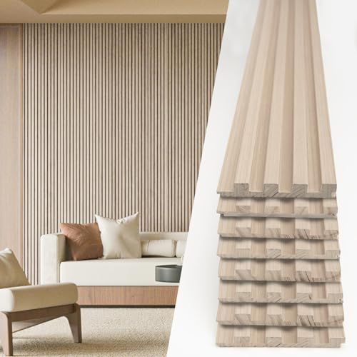Image of Art3d 108 x 5.7 Inch Slat Wood Wall Paneling for Interior Decor, Ashtree