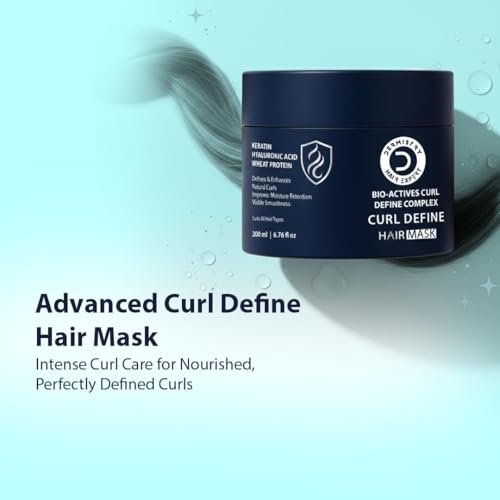 Image of Dermistry Keratin Curl Defining Hair Mask with Hyaluronic Acid Protein Arginine for Curly Dry & Frizzy Hair Deep Hydration Curl Retention & Moisturization Smooth & Defined Curls for Men & Women 200ml
