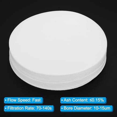 Image of PATIKIL 100Pcs 12.5cm Qualitative Filter Paper Circles, Fast Speed Round Laboratory Filter Paper Chemical Industrial Oil Testing Funnel Filter Paper