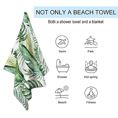 Vantaso Green Tropical Palm Fern Leaves Bath Towel Oversized Lightweight 31X51 Inch Beach Towel Travel Swim Pool Yoga Gym Camping For Adults Women Men #TOP2