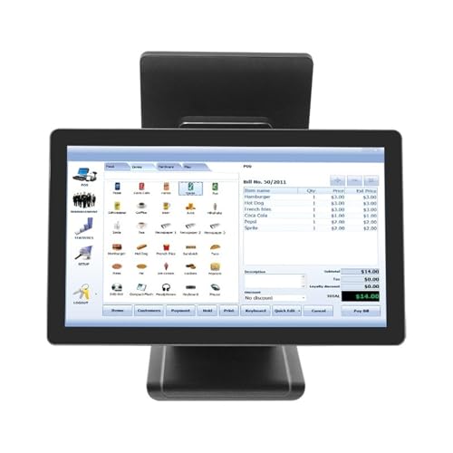 Pos System, 18.5 Inch Dual Screen Rotatable POS System All-in-One Touch Cash Register for Supermarket Retail Restaurant,for Small Business
