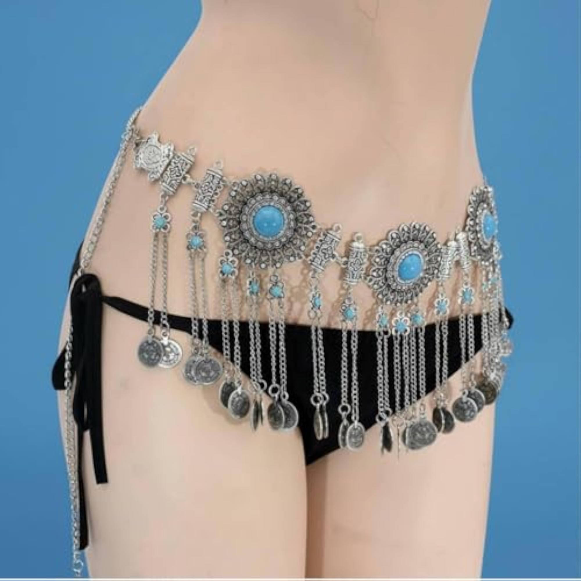 Ethnic Style Belly Dance Disc Tassel Waist Chain