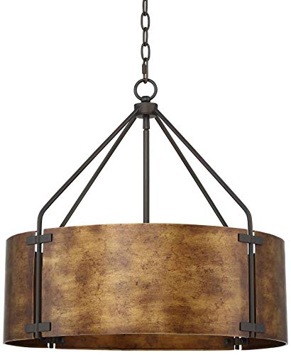 Possini Euro Design Pendant Light Fixture - 4 Light, Bronze Drum Shade, Rustic Industrial Pendant Light for Kitchen Islands, Living Rooms, Foyers, and Bedrooms - 22" Wide, 21 1/2" High