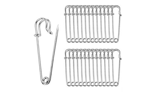 TRUEGOOD Sicherheitsnadeln aus Edelstahl, 30 Stück, große Sicherheitsnadeln, 7,6 cm, Edelstahl-Federverschluss, für Decken, Basteln, Röcke, Kilts, Broschen Cover