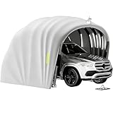 Abri De Voiture Semi-Automatique en Acier Inoxydable, Abri Voiture Exterieur Pliable, Garage Mobile Exterieur, L 5,5m x W 2.5 x H 2.3m / L 5,9m x W 2,7 x H 2,45 m (Gris) (5.5 x 2.5 x 2.3m)
