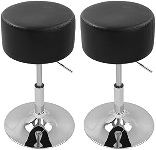 WOLTU Bar Stools Set of 2 Faux Leather Bar Stools Black Gas Lift Seat Adjustable 360° Swivel Kitchen Dining Stools Chairs