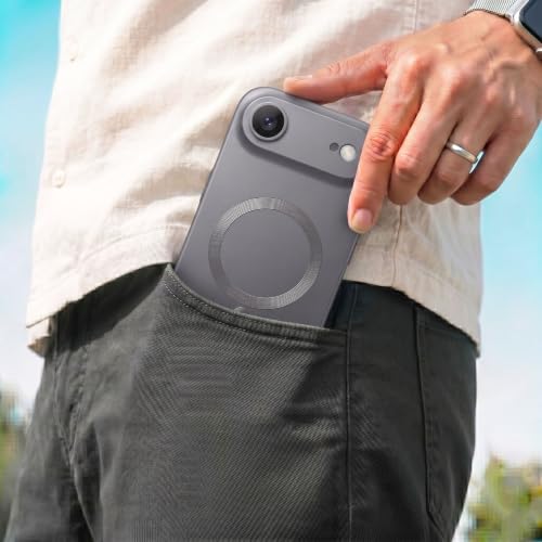 Image of amazon basics Premium Mag-Safe Case for iPhone 17 Air | Shockproof & Anti-Scratch Cover | Soft Silicone with Wireless Charging | Camera Lens Guard - Gray