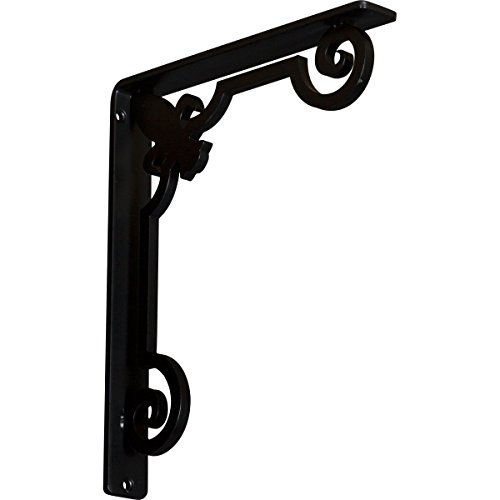 Black Friday Clearance Ekena Millwork BKTM01X10X12SFL 1 2" W x 10" D x 12" H Fleur De Lis Wrought Iron Bracket (Single Center Brace)