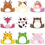 MinFyberd 36 PCS Cute Animals Birthday Party Hat Cartoon Animal Crown Headband Kawaii Animals Birthday Decorations Pet Theme Crowns Colored Paper Headbands for Baby Shower Parties Supplies