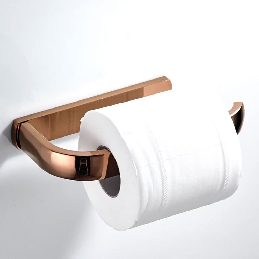Juego de accesorios de baño de 4 piezas, material de latón dorado rosa, toallero de 22,4 pulgadas + soporte para papel higiénico + toallero de mano + gancho para toallas, instalación perforada