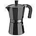 Monix Vitro Noir – Cafetera Italiana de aluminio, capacidad 6 tazas, apta para todo tipo de cocinas salvo inducción 18 x 15 x 12.5 cm