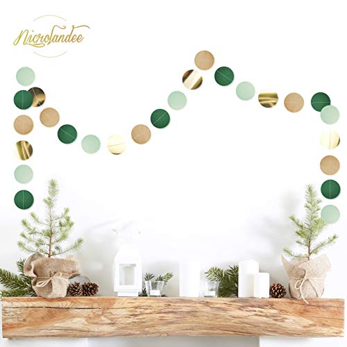 Nicrolandee Wedding Party Decorations - 3 Pack Green Dots Paper Garland String Hanging Backdrop For St Patricks Day Rustic Wedding, Neutral Baby Shower, Vintage Party, Birthday, Engagement #TOP5