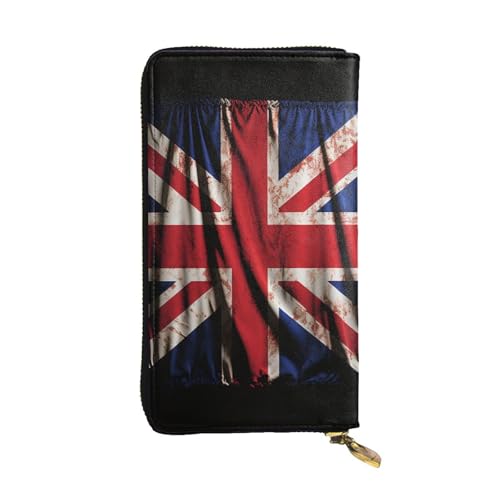 Portefeuille avec fermeture éclair pour voyage et grand porte-cartes drapeau britannique noir