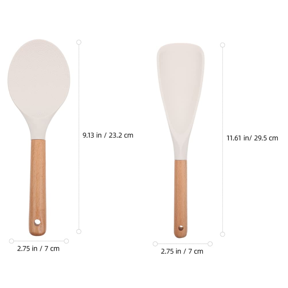 HEMOTON Rice Paddle 2Pcs Convenient Rice Spoons Silicone Rice Paddles Household Rice Spatulas Kitchen Accessory Rice Spoon