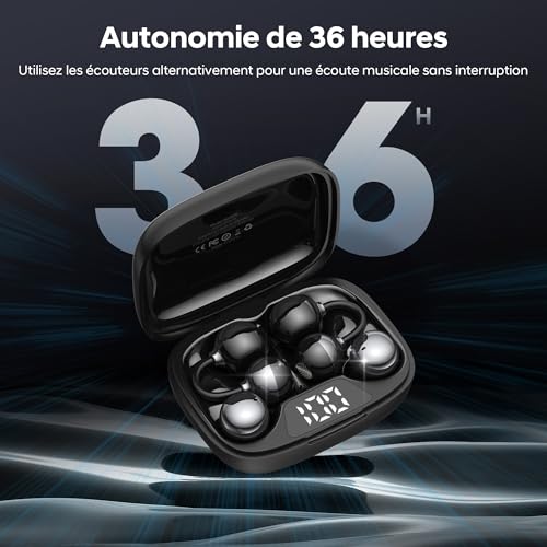 Casque bluetooth sans fil avec graves puissants et 36h d'autonomie IPX5