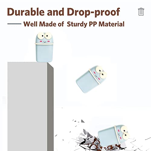 Image of Mini Frog Polypropylene Trash Can, Blue, 0.5 Gallon Capacity, 5.9 x 5.9 x 7.48 Inches