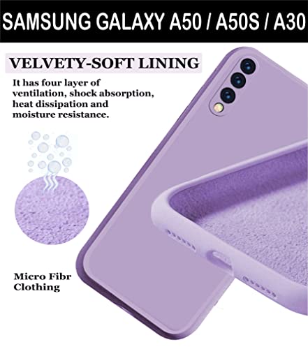 Image of A rtistque Liquid TPU Silicone Matte Shockproof Flexible with Camera Protection Soft Back Cover Case for Samsung Galaxy A50 || A50s || A30s - Purple