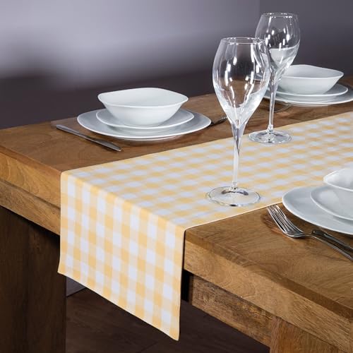 Chemin de table vichy jaune 30x200 cm en coton pour repas de Pâques - 7