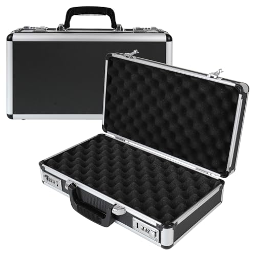 HMF 14403-02 Custodia per Pistole in Alluminio con Serratura a Combinazione | 42 x 26 x 12 cm | Nero