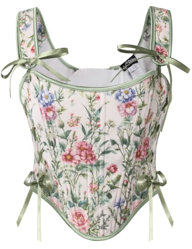 Image of Scarlet Darkness Corset Tops for Women Renaissance Floral Bustier Tops