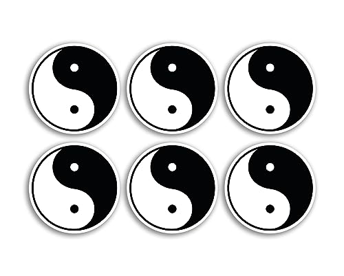 DV DESIGN Lot de 6 autocollants en vinyle Yin Yang de 5 cm - Symbole Philosophie Dessin animé Bagages Hommes Femmes Garçons Filles Petit décalcomanie pour ordinateur portable Scrapbooking #4396