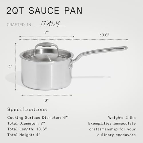 Made In Cookware - 2 QT Nonstick Ceramic Saucepan - 5 Ply Stainless Clad - Professional Cookware - Crafted in Italy - Induction Compatible - Image 5