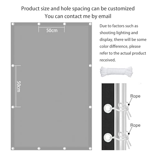 Toldo vela de sombra impermeable para exterior lona resistente gris claro 0.8x3.2m con cuerda 7