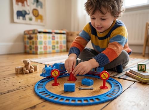 Image of Express Play Train Toy Set for Boys & Girls | Battery Operated Railway Engine with Coaches | 14 Piece Railway Track Educational Fun Toy