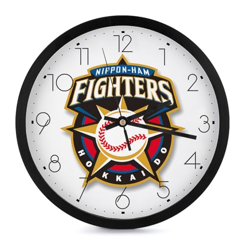 北海道日本ハムファイターズ 掛け時計 壁掛け時計 円形 静音 電池式 アラビア数字 オフィス/寝室/リビング
