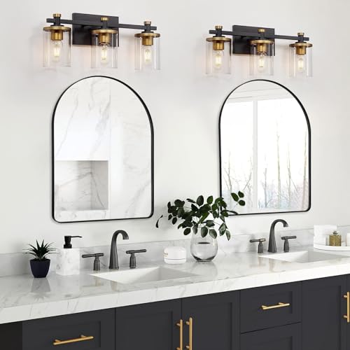 Image of ANDY STAR 30x40 Inch Arched Wall Mirror, Stainless Steel Frame Metal Frame with Black Finish, Large Arch Mirror Perfect for Bathroom, Vanity, Living Room