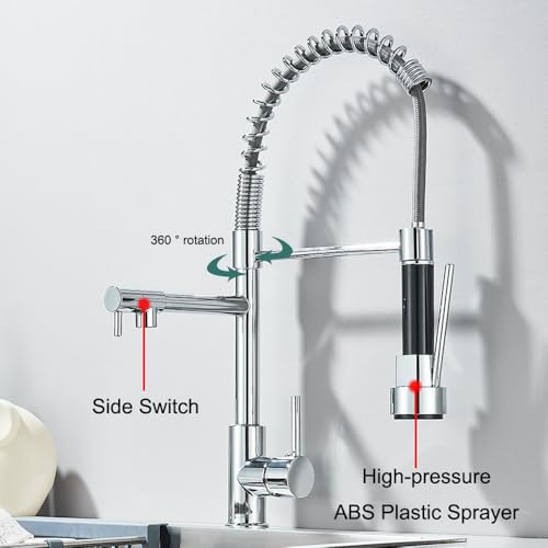 Robinet de cuisine noir rotatif 360 avec mitigeur extractible design