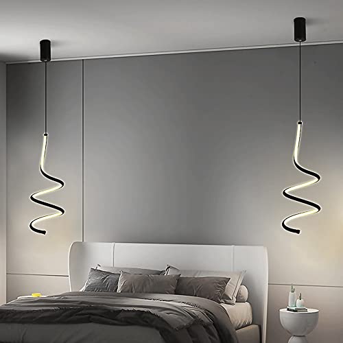 Lámpara colgante LED moderna en espiral de metal y acrílico para techo de dormitorio 3