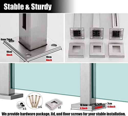 Poteau de balustrade en verre inox pour garde-corps, rampe et terrasse extérieur - 6
