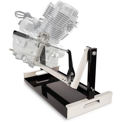 Tuoksullxm Motorcycle Engine Stand - Compatible with Vertical Single Cylinder 2 & 4 Stroke Engines for Honda Yamaha Kawasaki Suzuki ATV Dirt Bike 8 Angle Adjustable