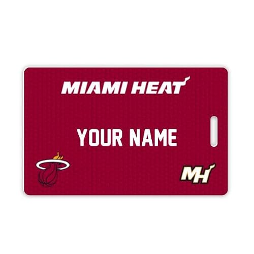 Oliver's Labels NBA™ Large Bag Tag - Custom Printed Personalized Luggage and Bag Tags for Backpacks, Travel Bags & Sports Equipment - Miami Heat™ Theme