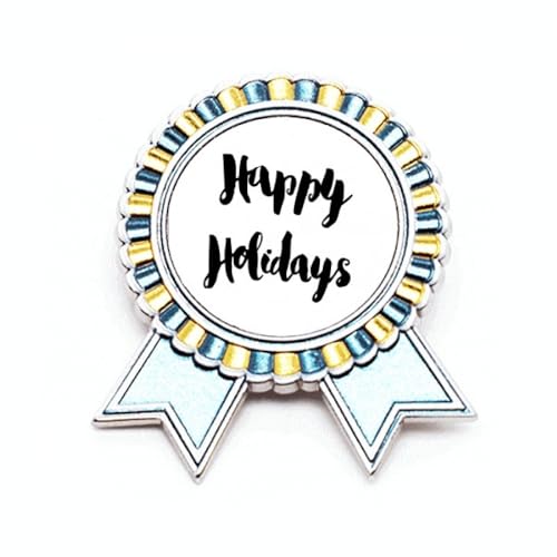 Broche Happy Holiday médaille de prix taille M en métal pour vêtement et sac