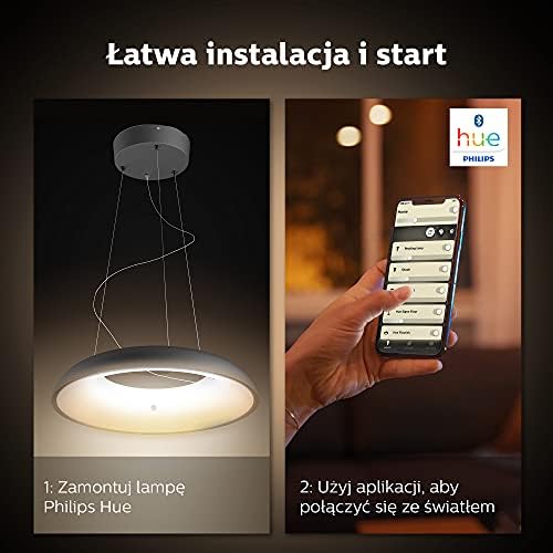 Philips Hue Amaze White Ambiance Smart Ceiling Suspension Light LED with Bluetooth [Black] with Dimmer Switch. Works with Alexa, Google Assistant and Apple HomeKit
