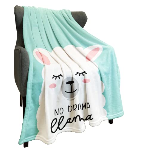 Hommomh Fleece Blankets 40" X 50" No Drama Llama Cartoon Cute Alpaca Motivational And Inspirational Quote Lightweight Fuzzy Cozy Soft Warm Throw For Kids, Air Conditioning #TOP30