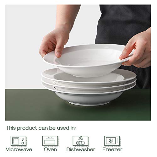 Dowan Soup Bowls, Pasta Bowls Plates, White Salad Bowls Set Of 4, Porcelain Wide Rim Bowls, 20 Ounces, Microwave & Dishwasher Safe #TOP3