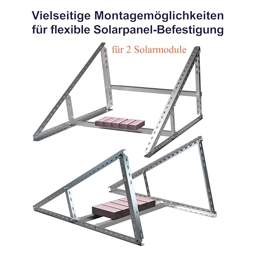 SAVOLAR Solarmodul Halterung 2 Stück, Aluminium & Edelstahl, Wandmontage, für Balkonkraftwerk bis 117cm, verstellbarer Winkel 0-90°, kompatibel mit Solarmodulen 100W-600W Breite