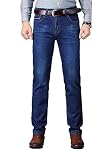 Hommes Business Jeans Style classique Mode mince Straight Stretch Denim Pantalon Homme Pantalons Hommes Casual Jeans Nouveau pantalon de denim (36W × 42L, Bleu)