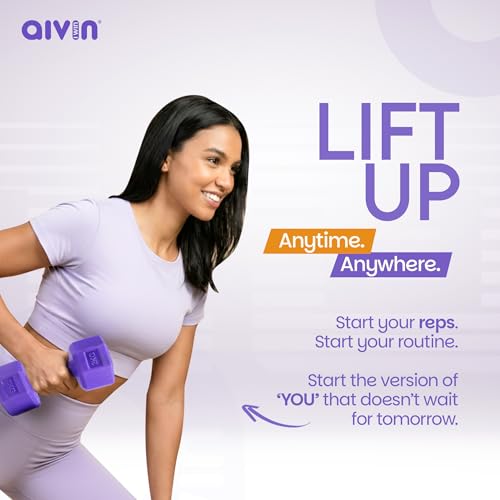 Image of AIVIN Coregrip 1.0 PVC Dumbbells I Set of 2 (2kg Each) I Hexagonal No-Roll Design with Easy-Grip Coating I Professional Home Gym Equipment for Strength Training, Pilates & Aerobics (Purple)