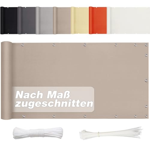 Balkon Sichtschutz Ohne Bohren, Balkonverkleidung Blickdichte (Viele Längen und Breiten Zur Auswahl) PES Balkonumrandung für Terrasse Garten Zaun, Windschutz UV-Schutz, Anthrazit
