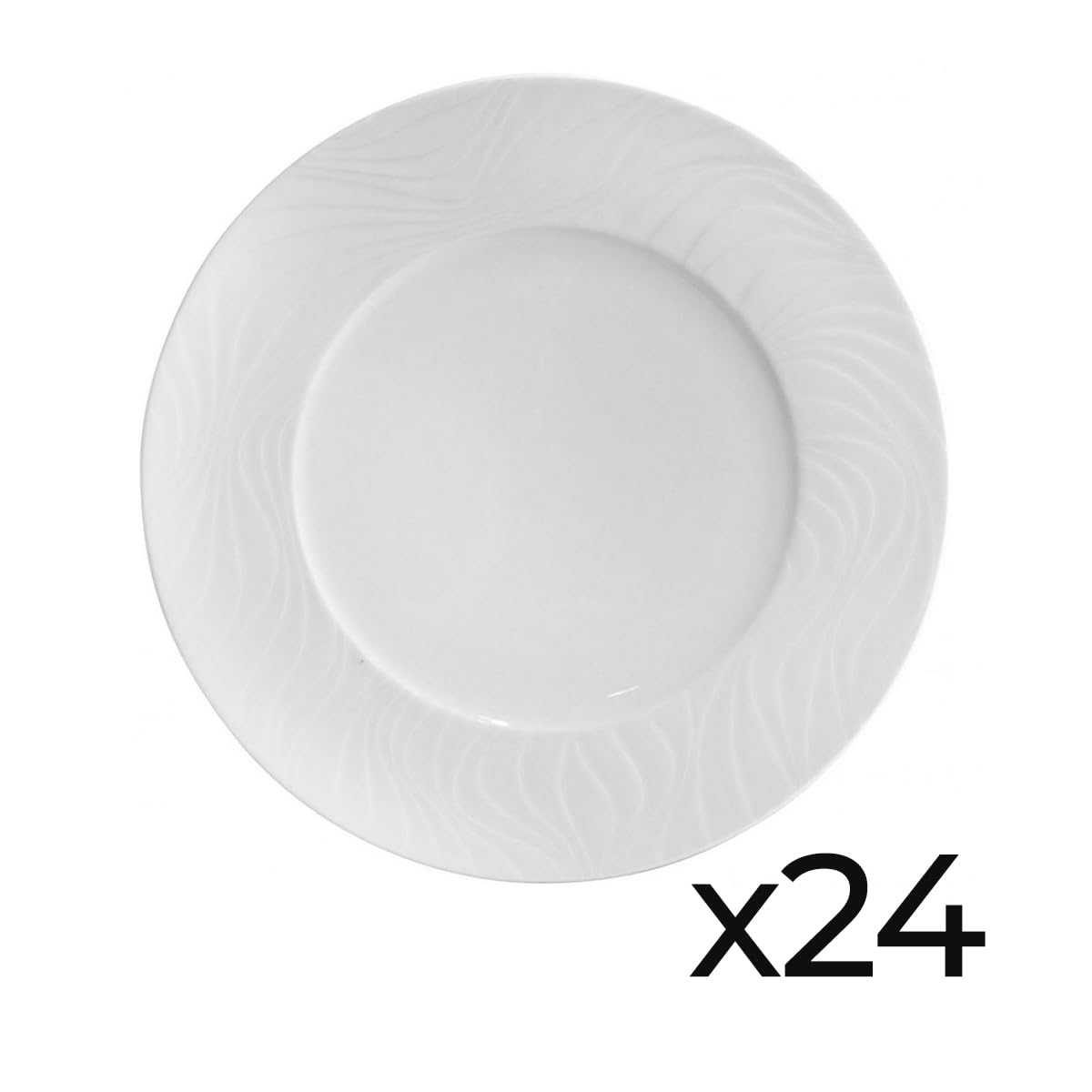 Set de 24 assiettes pains RIA rondes, plat pour servir des tranches de pain, salade et dessert en porcelaine blanc - diamètre 16 x hauteur 2 cm