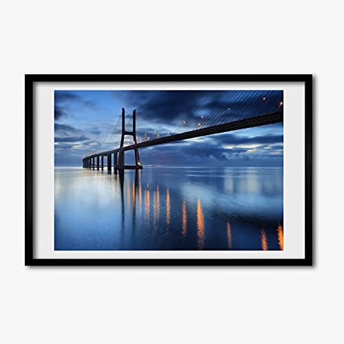 Peinture 60x40 cm Tulup Pont Illuminé pour une Déco de Salon Moderne