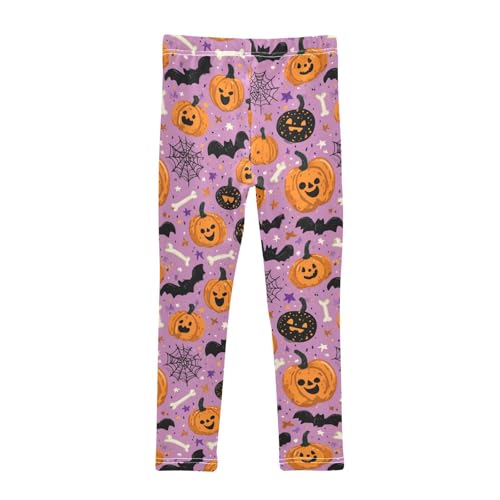 Girls Leggings Halloween Pumpkins Bat Kids Length Leggings Pants Toddler Athletic Soft Skull Tights Trousers 4T2