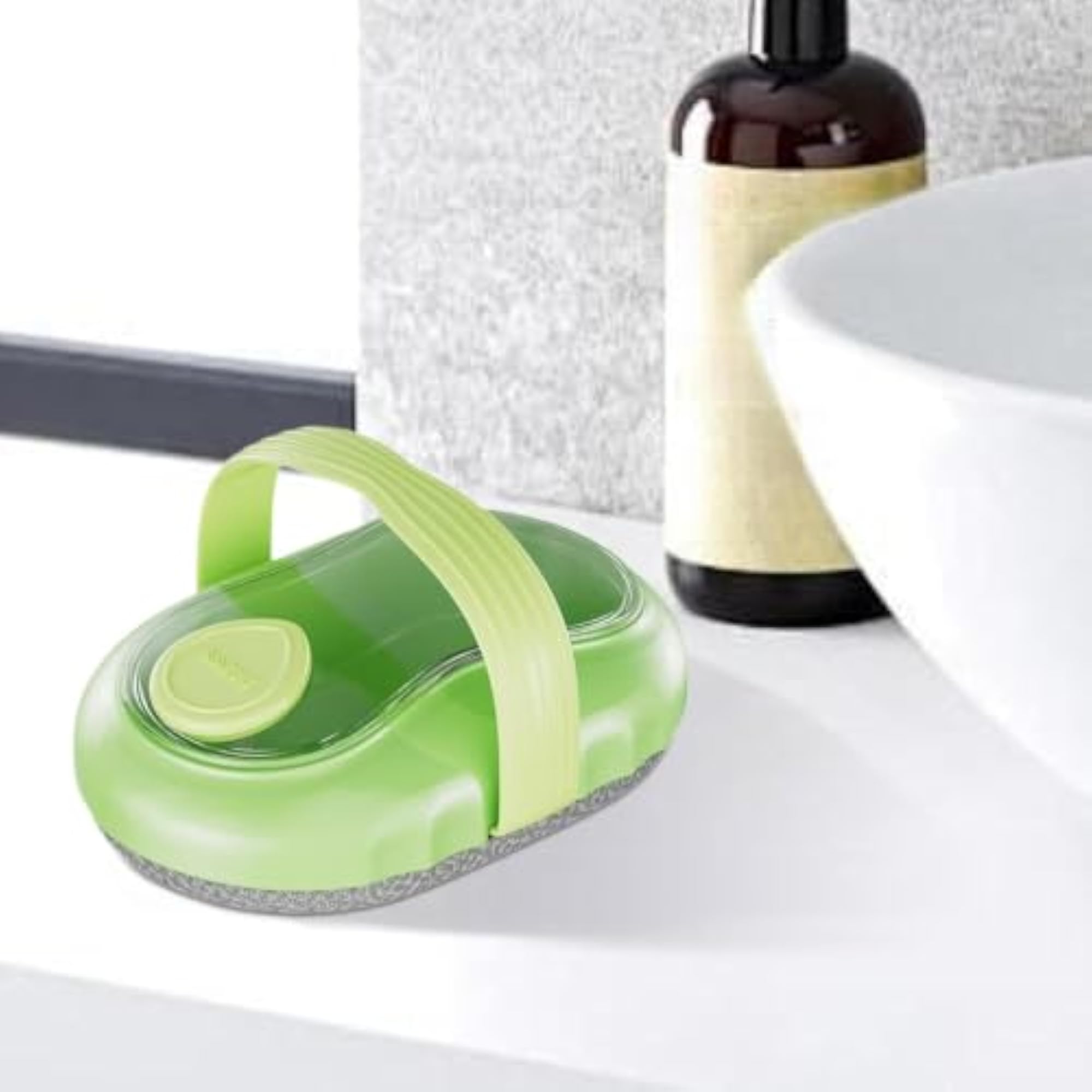 Soap Dispenser Bath Scrubber with Exfoliating Massage Brush