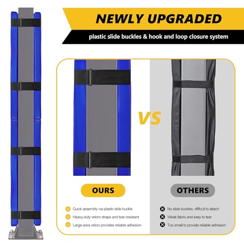 Image of 72 inch Tall Basketball Pole Pads, All-Weather Square Basketball Pole Padding Outdoor, 2 inch Thick Heavy Duty Wrap-Around Protective Pads for Fixed Height & Adjustable Basketball Hoop Poles