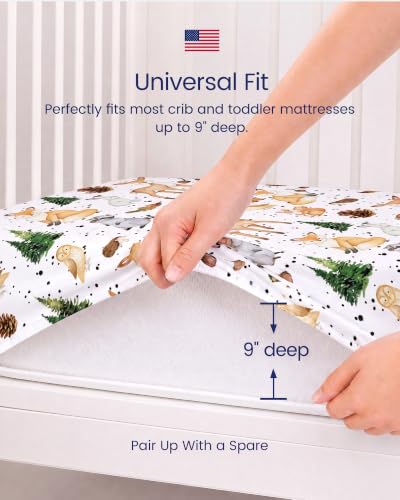 Image of Crib Sheets Fitted, Buttery Soft Baby Crib Sheets for Boys and Girls - Stretchy Microfiber Crib Mattress Sheet 2-Pack